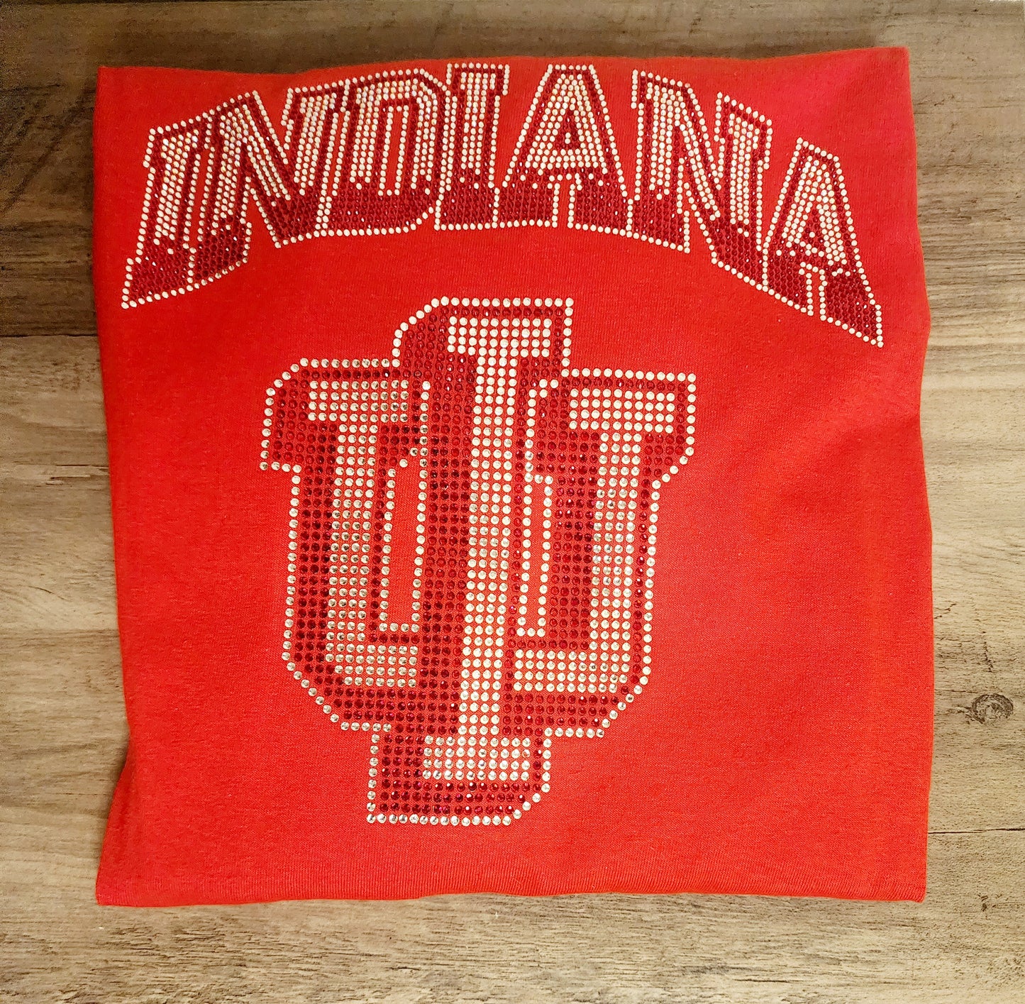Indiana University White IU Rhinestone Bling Design