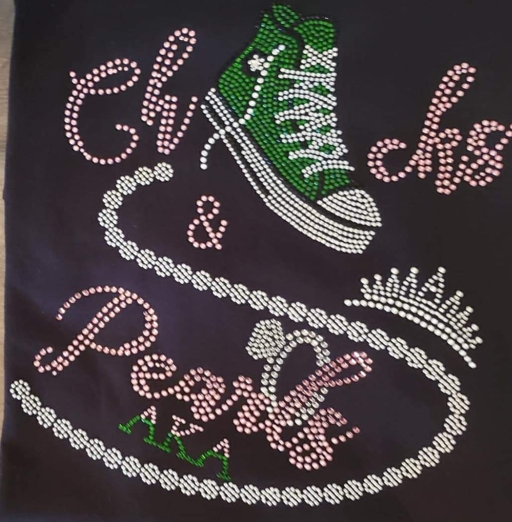 AKA Chucks & Pearls Rhinestone Bling Design