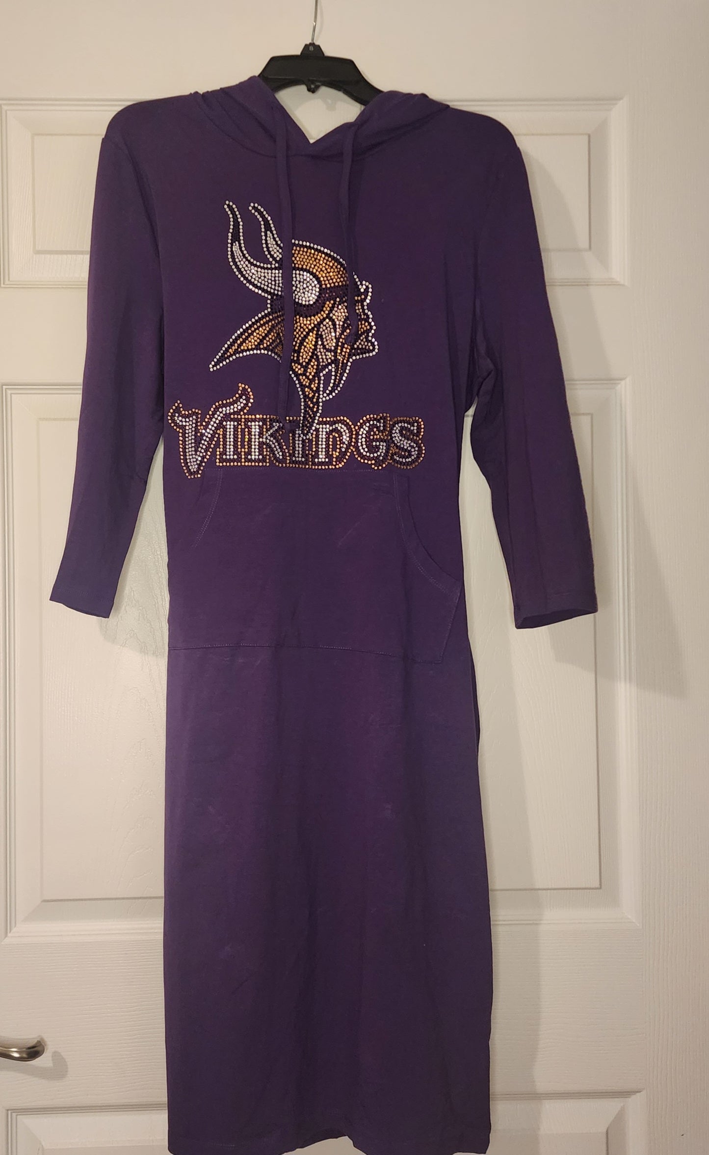 Minnesota Vikings Rhinestone Bling 3/4 sleeve Hoodie Dress Design