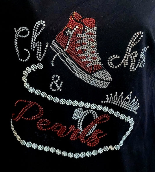 Chucks & Pearls Rhinestone Bling Design