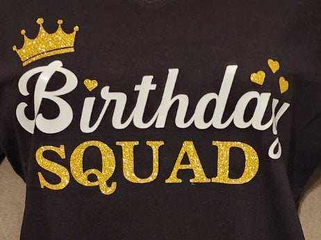 Birthday Squad with glitter Design