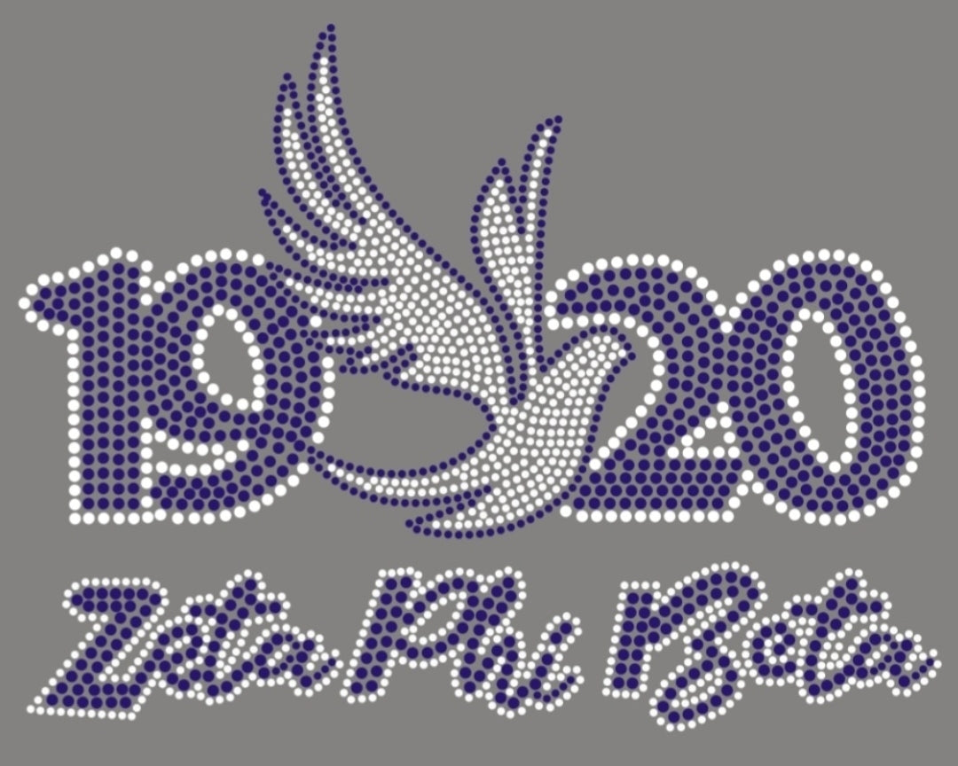 Zeta Phi Beta 1920 Dove Rhinestone Design