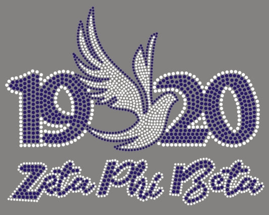 Zeta Phi Beta 1920 Dove Rhinestone Design