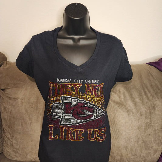 Kansas City Chiefs They Not Like Us Logo Rhinestone Design