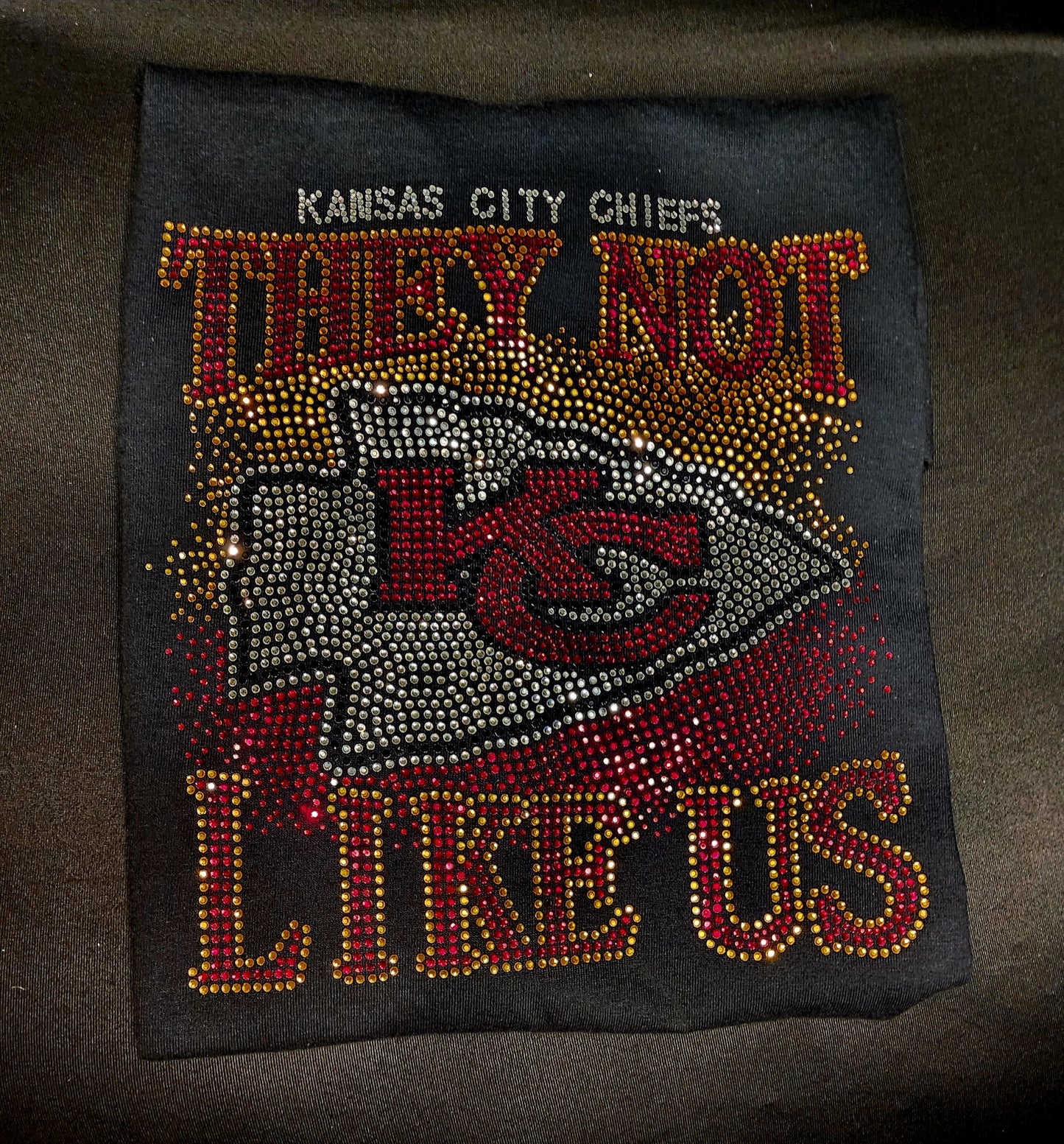 Kansas City Chiefs They Not Like Us Logo Rhinestone Design