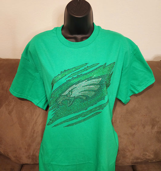 Philadelphia Eagles Ripped Rhinestone Bling Design