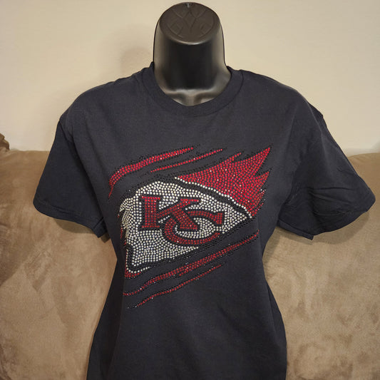 Kansas City Chiefs Ripped Rhinestones Bling Design