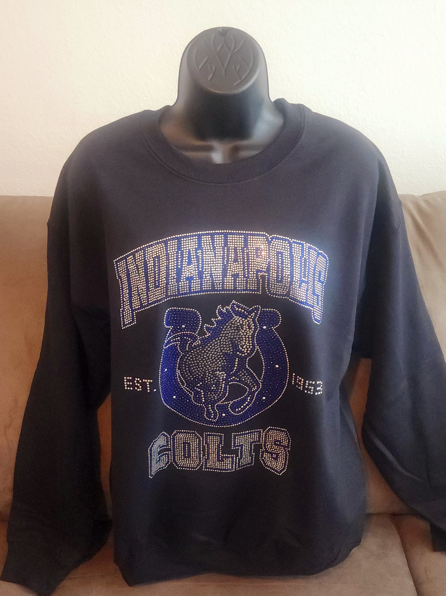 Indiapolis Colts Rhinestone Bling Design (White Letters)