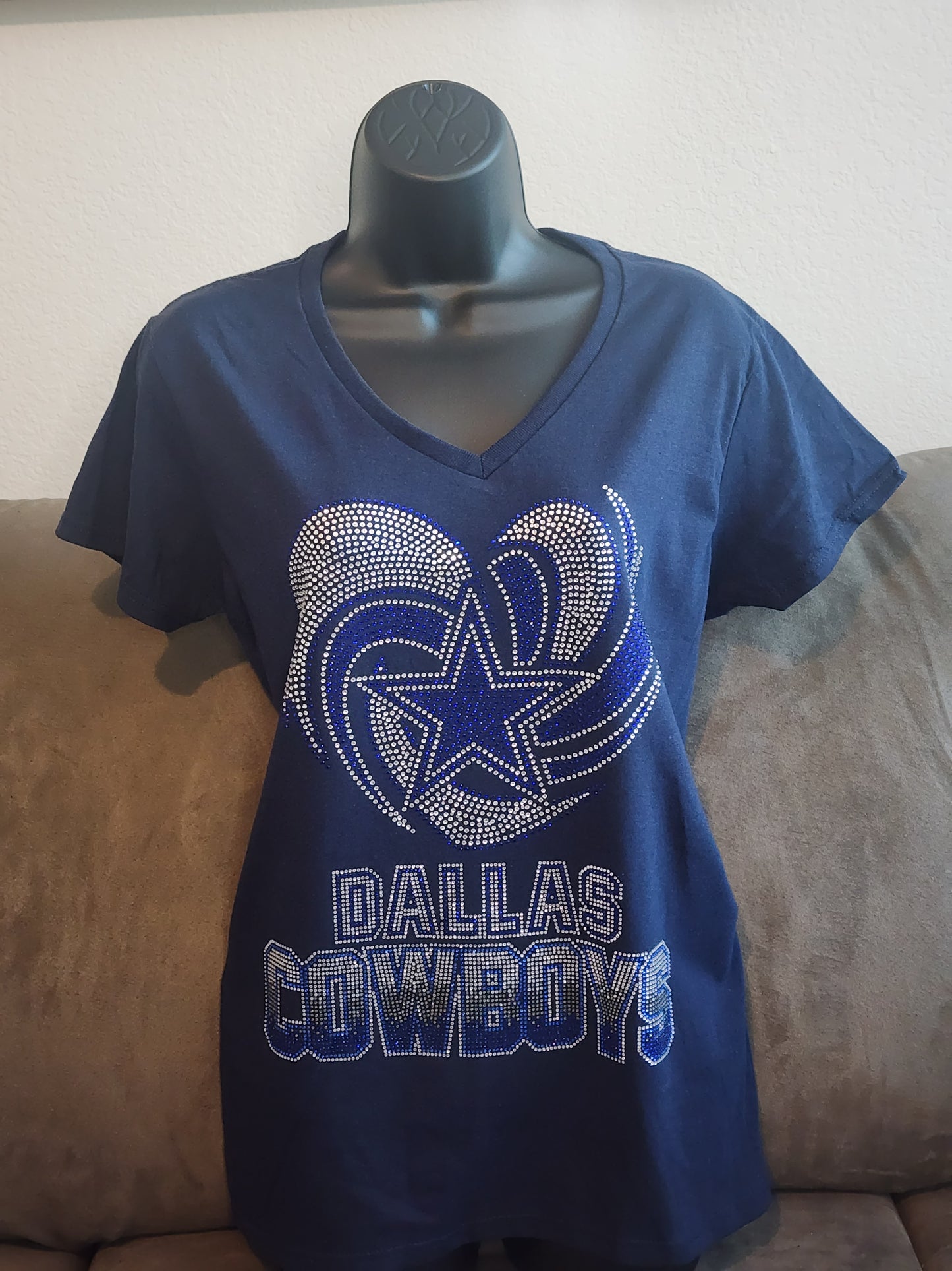 Dallas Cowboys Heart Rhinestone Bling Design