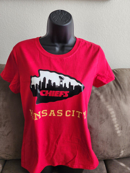 Kansas City Chiefs Skyline with Super Bowl Trophy