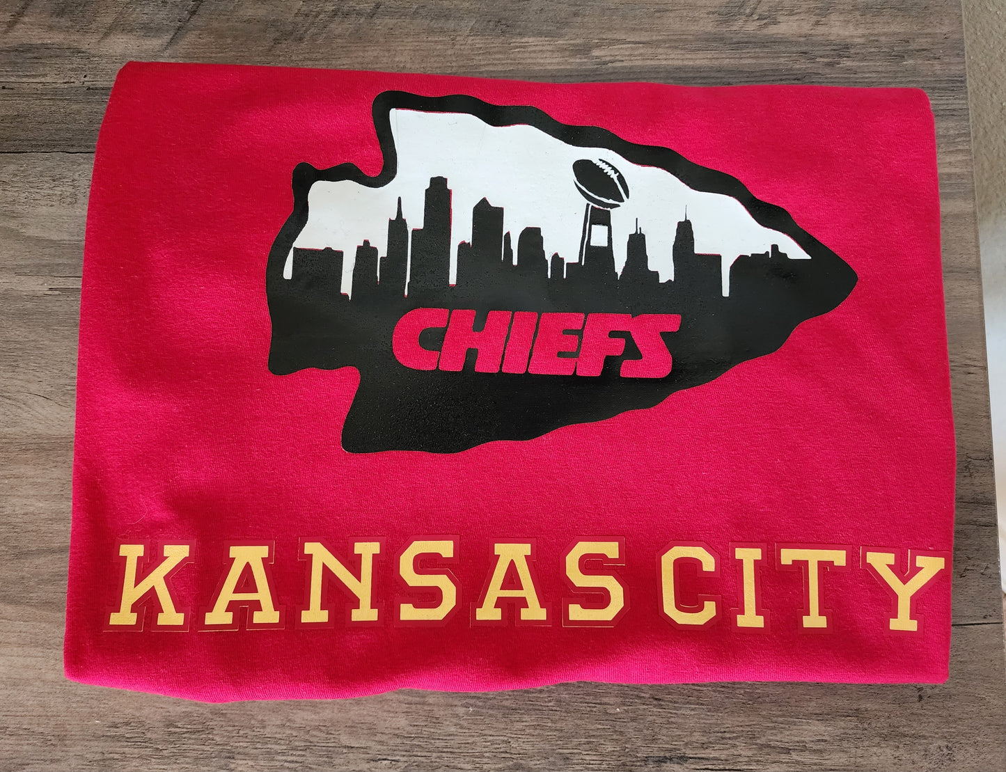 Kansas City Chiefs Skyline with Super Bowl Trophy