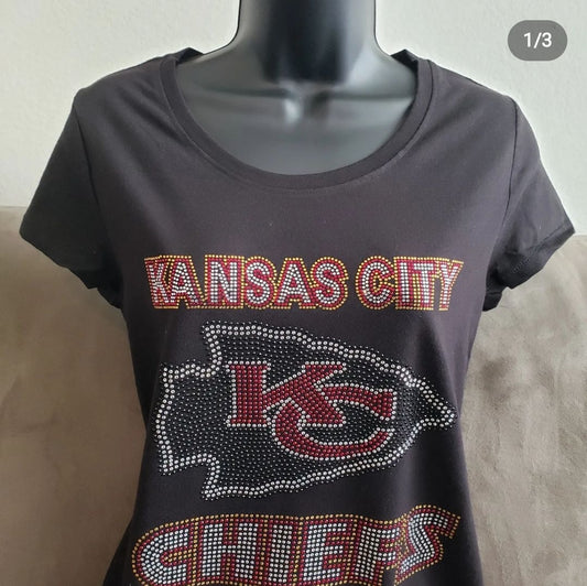 Kansas City Chiefs (Black Arrowhead) Rhinestone Bling Design