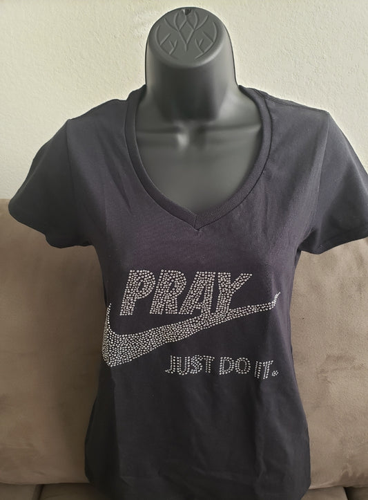 Pray Just Do It. Rhinestone Bling Design- large