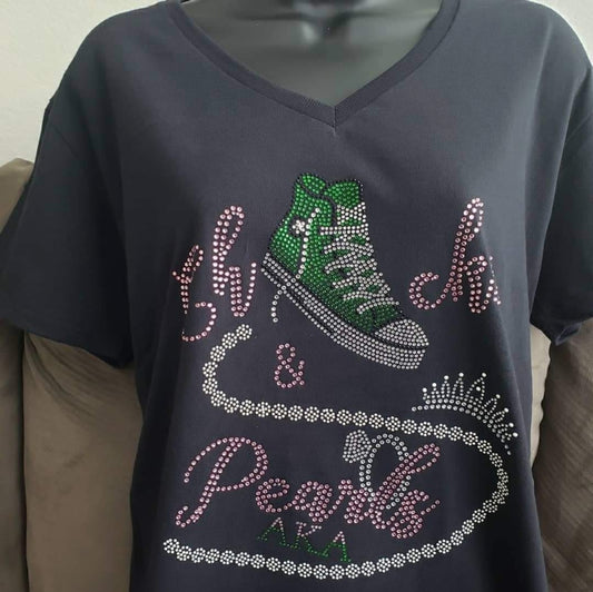 AKA Chucks & Pearls Rhinestone Bling Design