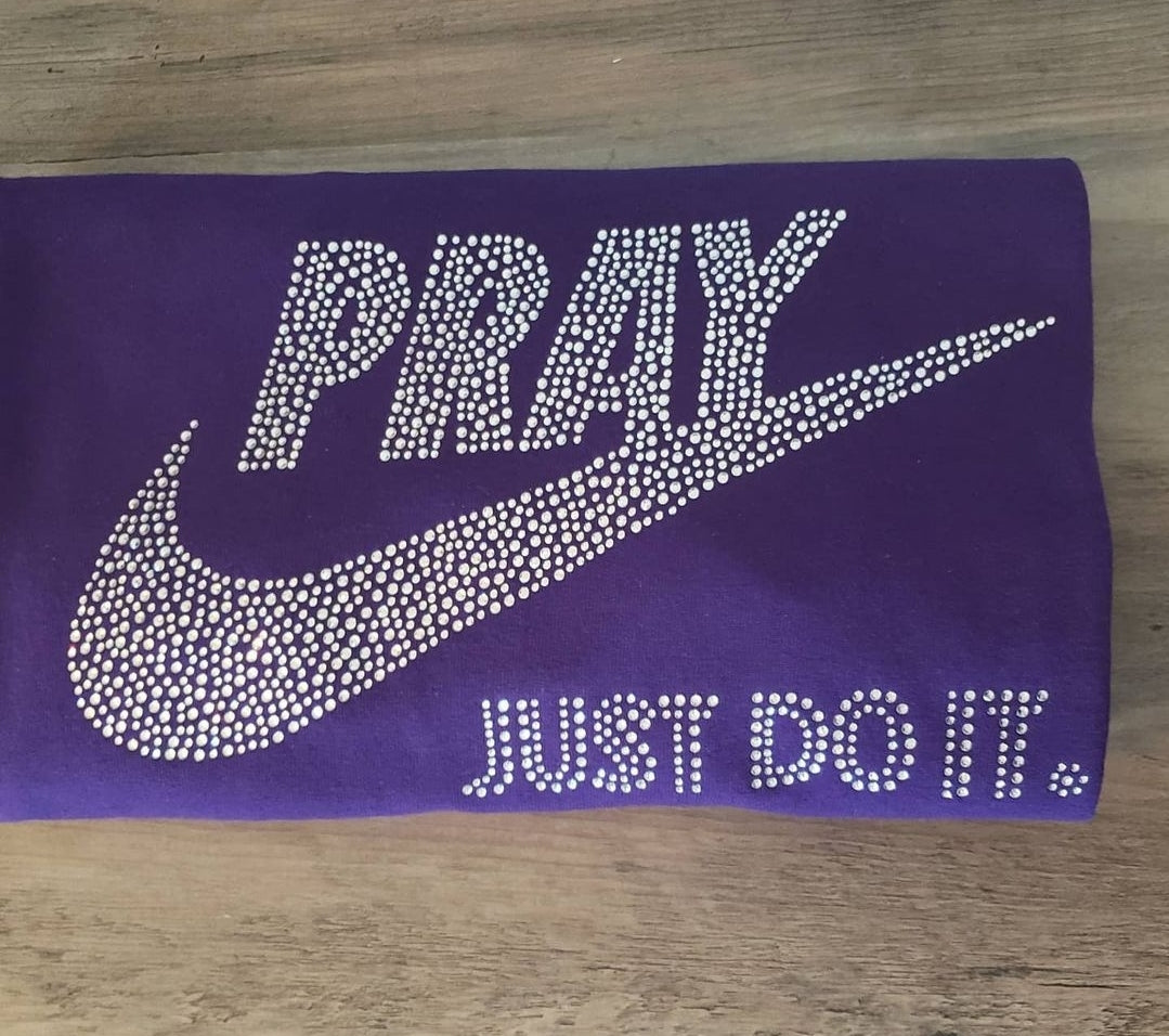 Pray Just Do It. Rhinestone Bling Design- large