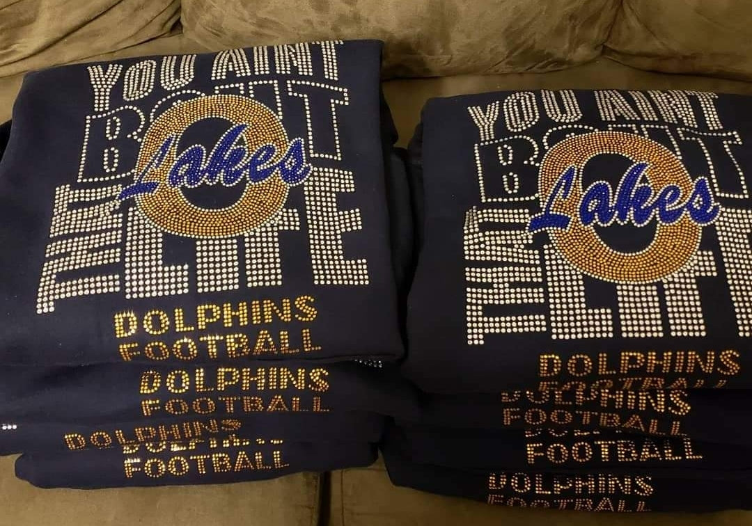 Ocean Lakes You Ain't Bout That Life Football Rhinestone Bling Design