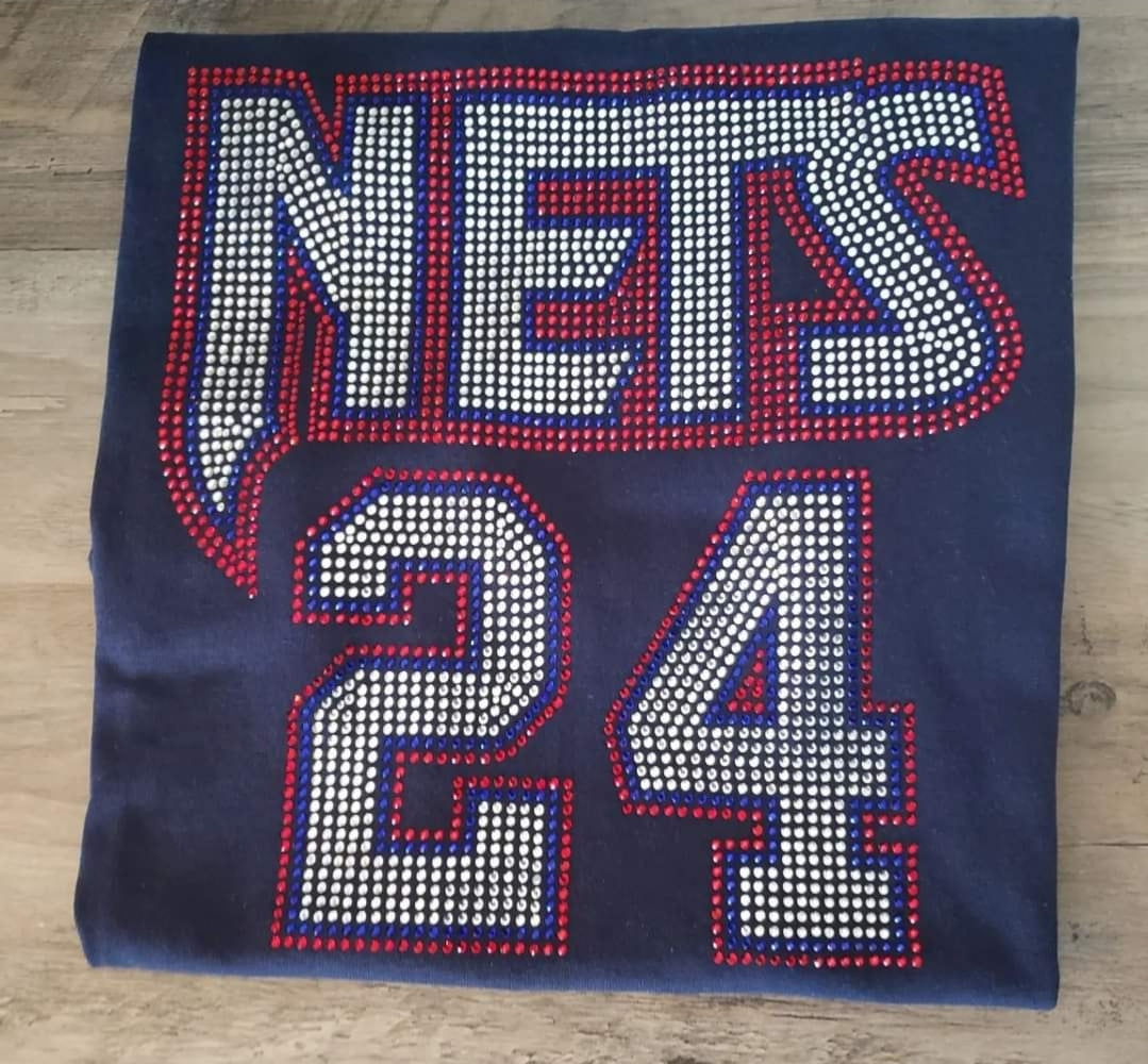 Brooklyn Nets 24 Rhinestone Bling Design