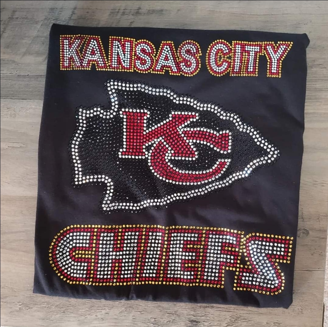 Kansas City Chiefs (Black Arrowhead) Rhinestone Bling Design